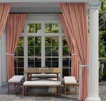 Load image into Gallery viewer, Heavy Duty Outdoor Solution Dyed Acrylic Orange Cream Stripe Upholstery Drapery Fabric CF