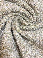 Load image into Gallery viewer, 1.5 Yd Designer Mustard Gold Sage Green Cream Boucle Upholstery Fabric WHS 4289