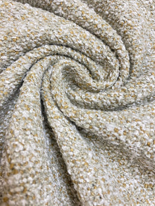 1.5 Yd Designer Mustard Gold Sage Green Cream Boucle Upholstery Fabric WHS 4289