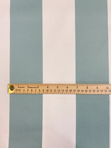 Designer Water & Stain Resistant Indoor Outdoor Green Seafoam Cream Awning Stripe Upholstery Drapery Fabric WHS 4340