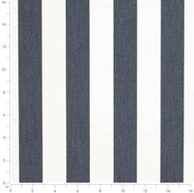Load image into Gallery viewer, Heavy Duty Outdoor Solution Dyed Acrylic Navy Denim Blue Cream Stripe Upholstery Drapery Fabric CF