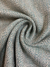 Load image into Gallery viewer, Designer Water &amp; Stain Resistant Teal Green Cream MCM Mid Century Modern Tweed Upholstery Fabric WHS 4345
