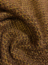 Load image into Gallery viewer, 1.3 Yard Designer Chenille Brown Chartreuse Yellow MCM Mid Century Modern Upholstery Fabric WHS 4404