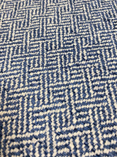 Load image into Gallery viewer, Designer Navy Blue White Geometric Fret Upholstery Fabric WHS 4285