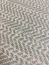 Load image into Gallery viewer, Designer Seafoam Aqua Green Cream Herringbone MCM Mid Century Modern Water &amp; Stain Resistant Upholstery Fabric WHS 4495