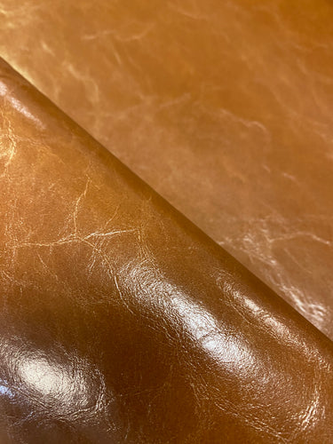 Designer Heavy Duty Glossy Textured Caramel Brown Faux Leather Upholstery Vinyl STA 4385