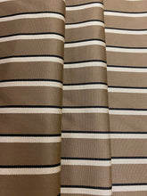 Load image into Gallery viewer, Designer Indoor Outdoor Black Brown Beige Stripe Water &amp; Stain Resistant Upholstery Drapery Fabric WHS 4533