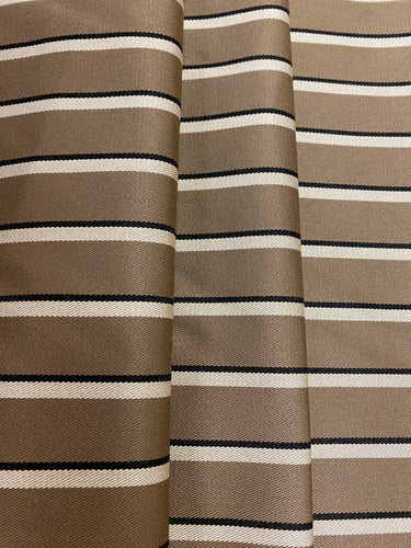 Designer Indoor Outdoor Black Brown Beige Stripe Water & Stain Resistant Upholstery Drapery Fabric WHS 4533