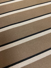 Load image into Gallery viewer, Designer Indoor Outdoor Black Brown Beige Stripe Water &amp; Stain Resistant Upholstery Drapery Fabric WHS 4533