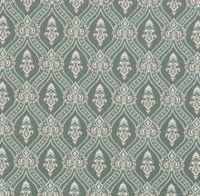 Load image into Gallery viewer, Spanish Made Brocade Damask Turquoise Aqua Blue Grey White Upholstery Drapery Fabric CF