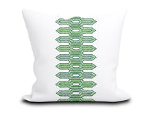 Load image into Gallery viewer, Custom Pillow Cover in Thibaut Nola Stripe Embroidery Navy Blue  - Both Sides