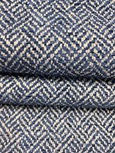 Load image into Gallery viewer, Designer Navy Blue White Geometric Fret Upholstery Fabric WHS 4285