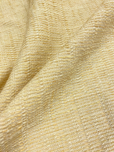 Designer Water & Stain Resistant Lemon Yellow Cream Chenille Upholstery Fabric WHS 4330
