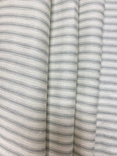 Load image into Gallery viewer, 63&quot; Wide Designer Grey Pinstripe Belgian Linen Drapery Fabric WHS 4547