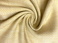 Load image into Gallery viewer, Designer Water &amp; Stain Resistant Yellow Beige Basketweave Indoor Outdoor Upholstery Fabric / Straw STA 4480