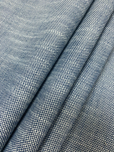 Designer Aqua Navy Blue MCM Mid Century Modern Tweed Water & Stain Resistant Upholstery Fabric WHS 4455