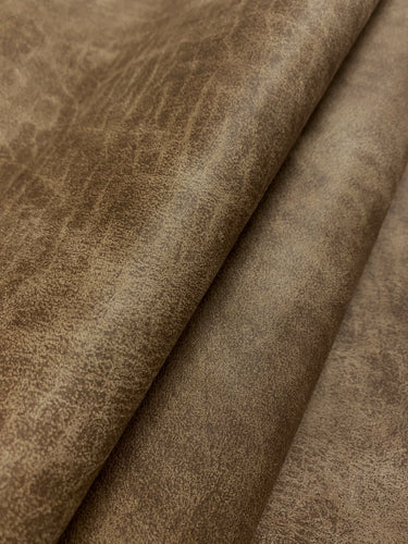 1.5 Yard Designer Performance Distressed Brown Faux Leather Upholstery Vinyl WHS 4477