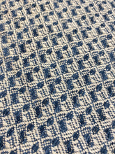 Load image into Gallery viewer, 1.25 Yard Designer Linen Navy Blue Cream Geometric Abstract Upholstery Fabric WHS 4393