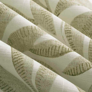 Cream Light Olive Green Brown Botanical Linen Cotton Drapery Fabric FB