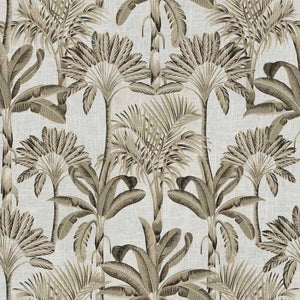 Linen Cotton Ivory Black Brown Grey Botanical Tropical Palm Tree Upholstery Drapery Fabric FB
