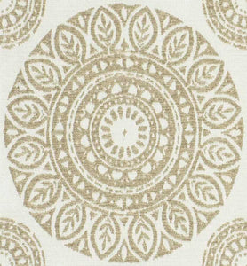 Cream Light Brown Medallion Upholstery Fabric FB