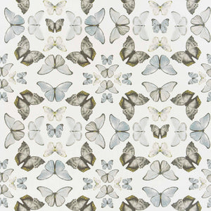 Cotton Ivory Light Blue Black Yellow Grey Brown Butterfly Upholstery Drapery Fabric FB