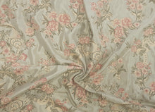 Load image into Gallery viewer, Sage Green Coral Gold Floral Brocade Upholstery Drapery Fabric
