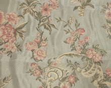 Load image into Gallery viewer, Sage Green Coral Gold Floral Brocade Upholstery Drapery Fabric