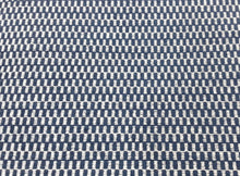 Load image into Gallery viewer, Remnant Thibaut Block Texture Navy Blue White Stain Resistant Upholstery Fabric