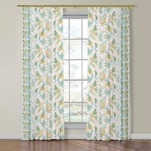Load image into Gallery viewer, Set of Two Made to Order Schumacher Indali Bordered Linen Side Drapery Panels