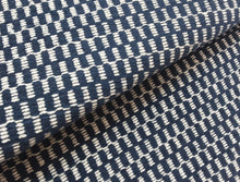 Load image into Gallery viewer, Remnant Thibaut Block Texture Navy Blue White Stain Resistant Upholstery Fabric