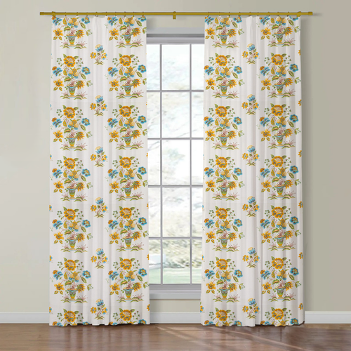 Set of Two Made to Order Schumacher Ashford Linen Side Drapery Panels