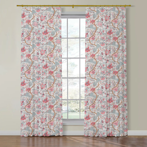 Set of Two Made to Order Schumacher Aveline Linen Side Drapery Panels