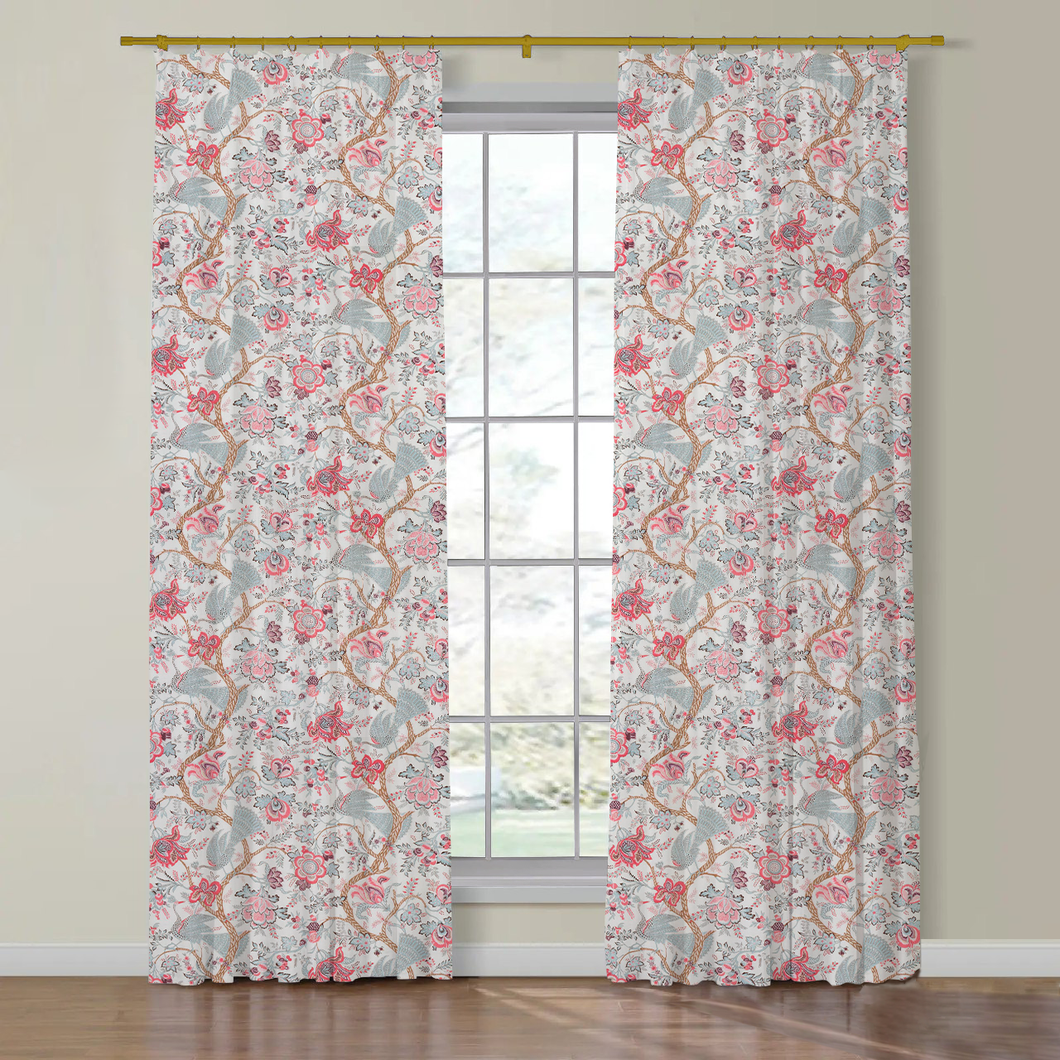 Set of Two Made to Order Schumacher Aveline Linen Side Drapery Panels