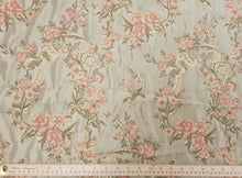 Load image into Gallery viewer, Sage Green Coral Gold Floral Brocade Upholstery Drapery Fabric
