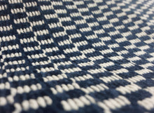 Load image into Gallery viewer, Remnant Thibaut Block Texture Navy Blue White Stain Resistant Upholstery Fabric