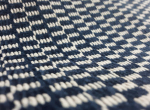 Remnant Thibaut Block Texture Navy Blue White Stain Resistant Upholstery Fabric