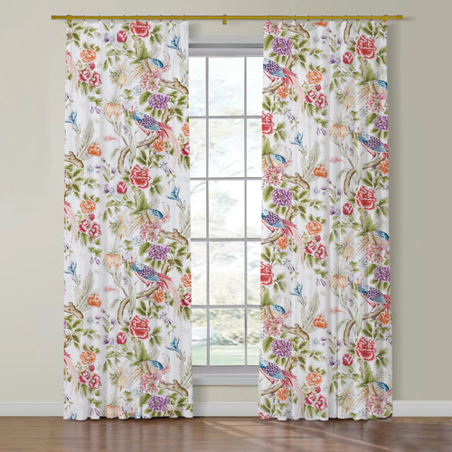 Set of Two Made to Order Schumacher Majestic Garden Side Drapery Panels