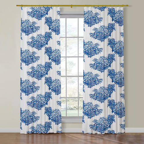 Set of Two Made to Order Schumacher Great Barrier Reef II Side Drapery Panels