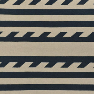 1.5 Yard Telluride Beige Navy Blue Stripe Geometric Wool Upholstery Fabric STA 5150