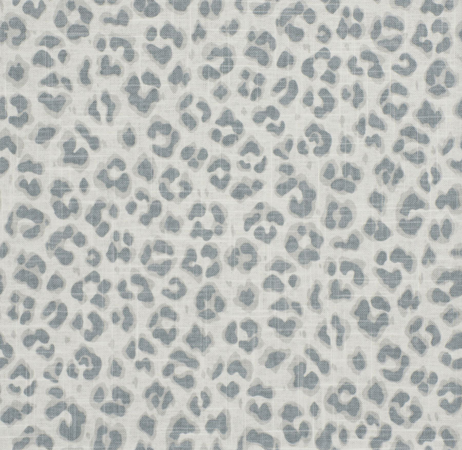 Blue Grey Off White Cheetah Animal Print Upholstery Fabric
