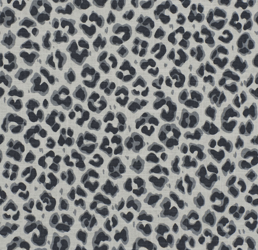 Indigo Blue Grey Off White Cheetah Animal Print Upholstery Fabric