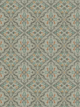 Load image into Gallery viewer, 2 Colors Teal Aqua Gray Coral Ikat Drapery Fabric