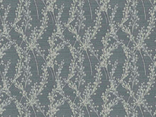 Load image into Gallery viewer, Denim Blue Cream Floral Upholstery Drapery Fabric