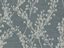 Load image into Gallery viewer, Denim Blue Cream Floral Upholstery Drapery Fabric