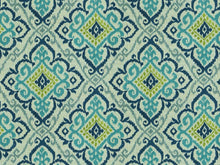 Load image into Gallery viewer, Cotton Linen Ivory Teal Navy Blue Grey Green Medallion Upholstery Drapery Fabric