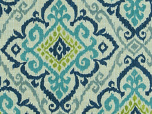 Load image into Gallery viewer, Cotton Linen Ivory Teal Navy Blue Grey Green Medallion Upholstery Drapery Fabric