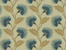 Load image into Gallery viewer, Cotton Ivory French Navy Blue Beige Taupe Embroidered Jacobean Floral Drapery Fabric