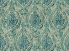 Load image into Gallery viewer, Cotton Ivory Teal Sage Green Medallion Upholstery Drapery Fabric