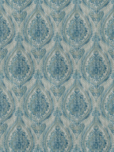 2 Colors Ikat Drapery Upholstery Fabric Coral Blue Gray